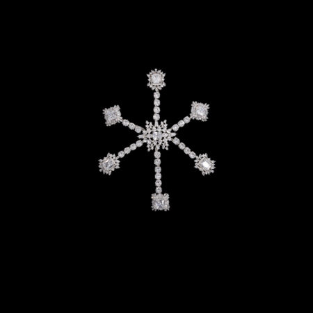 Hexa Art Arrangement Hairvine/Brooch - White Gold
