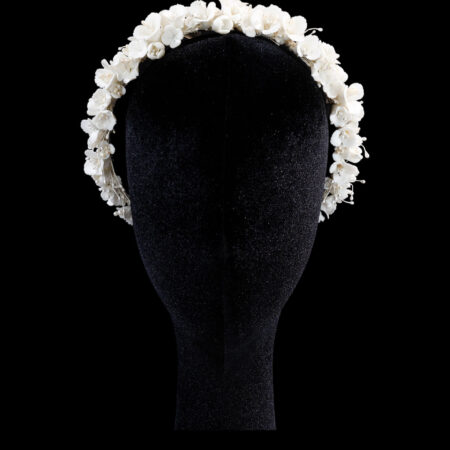 Clay Flower Galore with Pistil Headband - White Silver