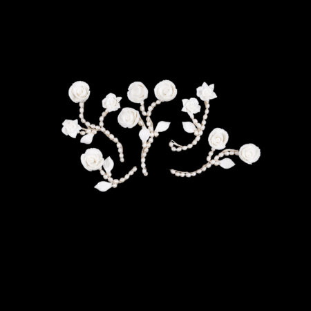 Clay Flower Rose Garden Set - White Silver (5 pcs)