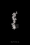 Paved Flower Twigs Side Hairvine - White Gold (Left)