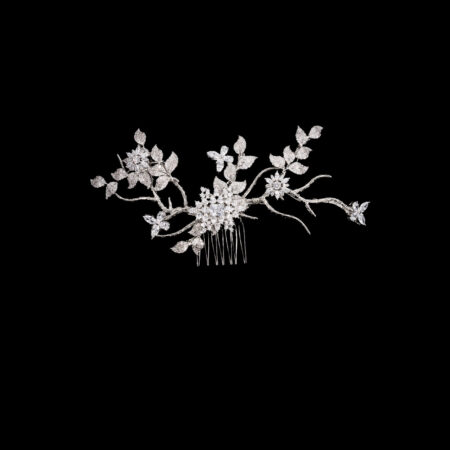 Paved Twigs Branches Hairvine - White Gold