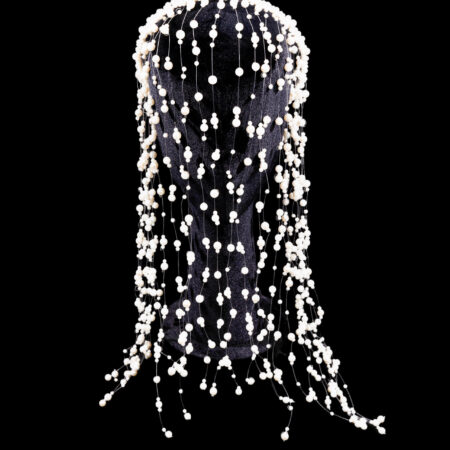 Raining Pearls Headdress - White Silver, White