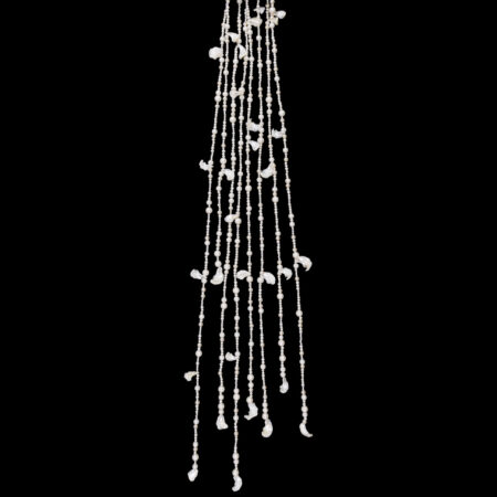 Statement Pearl and Shell Tassel Cuff - White Silver, White