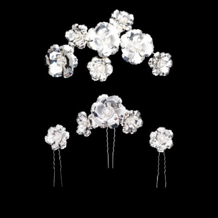 Glitzy Petals Hairvine and Hairpin Set - Silver (4 pcs)