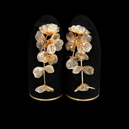 Artistic Floral Earrings - Gold