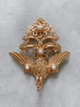 Phoenix Emperor Brooch - Gold, White