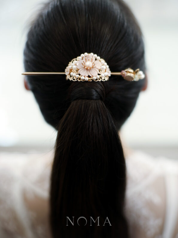CHN-202000049-Pink-Flower-Ponytail-Cuff-Set-Gold-2-pcs-1