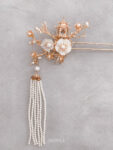 3D Pagoda Flower Garden Hairpin - Gold, White (Right)