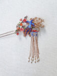 Colorful Flying Phoenix Blossom Pagoda Hairpin - Gold