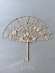Peacock Gems Art Fan - Gold