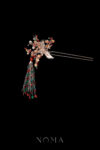 Crane Wing Petite Blossom Hairpin - Gold, Ruby (Right)