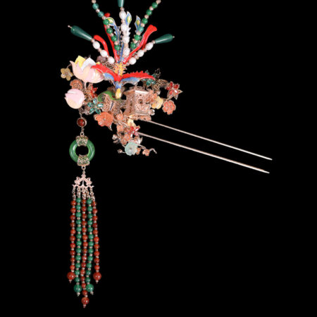 Colorful Phoenix Royal Lotus Hairpin - Gold (Right)