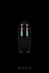 Round Paved Ornamental Elongated Pear Jade Earrings - Gold, Light Jade
