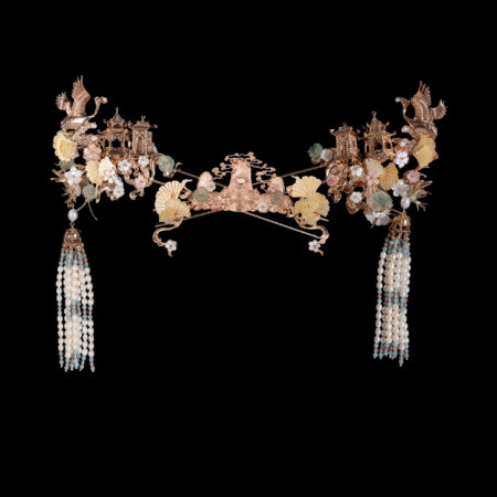 Flying Crane Waterfall Ginkgo Set - Gold (3 pcs)
