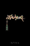 Petite Branch Double Crane Jade Set - Gold, Light Jade (2 pcs)