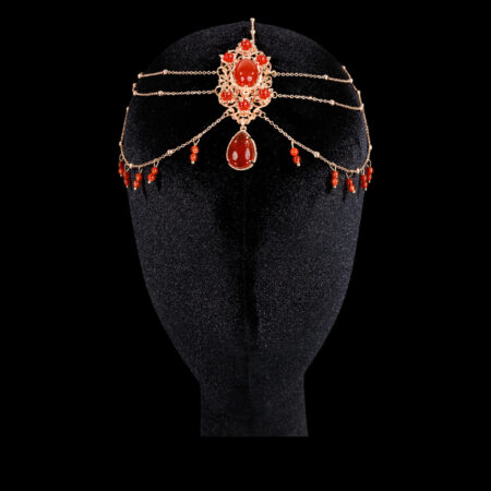 Regent Empress Forehead Tassel - Gold, Red