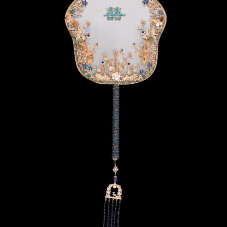 Ornamental Scenery Fan - Gold, Sapphire