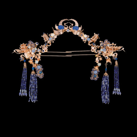 Crane Cloud Pagoda Set - Gold, Sapphire (3 pcs)