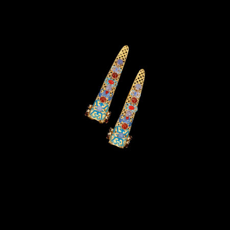 Ancient Ornamental Nail Guard Set - Gold, Blue (2 pcs)