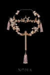 Octagonal Phoenix Feather Ginkgo Fan - Gold, Pink