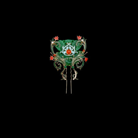 Colorful Jade Ornamental Hairpin - Gold, Jade
