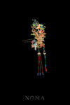 Colorful Crane Ornamental Side Hairpin - Gold (Left)