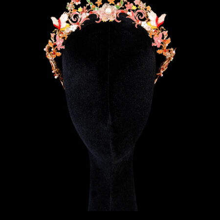 Colorful Summer Crane Crown - Gold, Pink