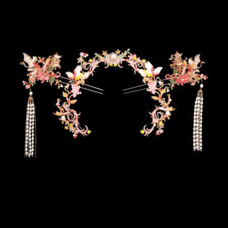 Colorful Summer Crane Pagoda Set - Gold, Pink (3 pcs)