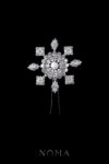 Round Shine Radiant Hairpin - Rhodium White Gold, White Pearl
