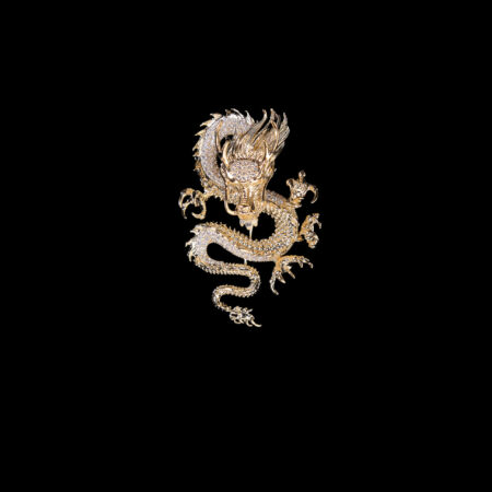 Dragon Emperor Diamond Brooch - 18k Yellow Gold