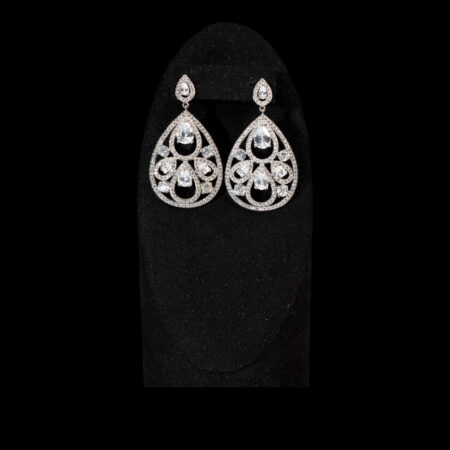 Pear Deco Earrings - Rhodium White Gold