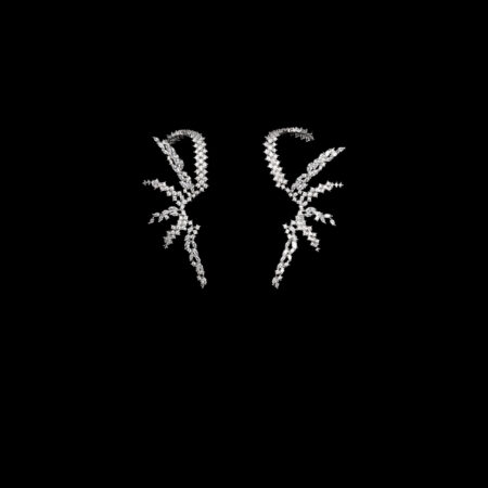 Radiating Inside Out Earcuff Pair - Rhodium White Gold (1 pair)