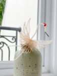 LR White Crane Hairpin - Gold, White
