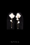 SS Blooming Peony Earrings - Gold, White (Clip)