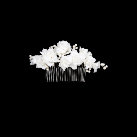 CC Magnolia Garden with Pearl Haircomb - White Silver, White