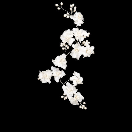 CC Chantilly Flower Hairvine - White Silver, White
