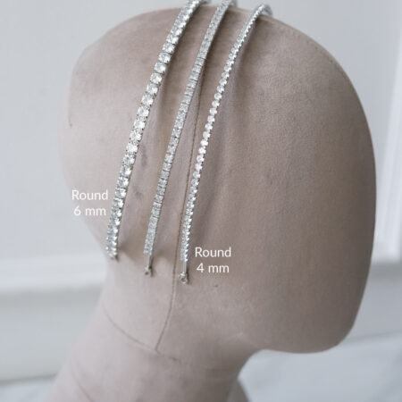 Round 6 mm Single Headband - Rhodium White Gold