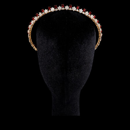 Round Paved Pear Crown - 18k Yellow Gold, Ruby