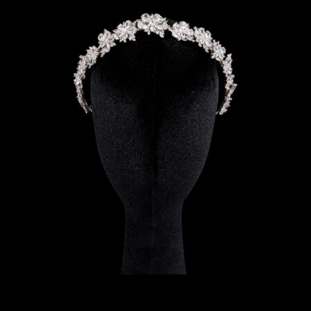 Abstract Pear Floral Crown - Rhodium White Gold