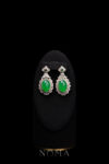 Superior Oval Jade Halo Treasure Earrings - 18k Yellow Gold, Jade