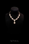 Superior Oval Jade Halo Mix Flower Necklace - 18k Yellow Gold, Pink Jade