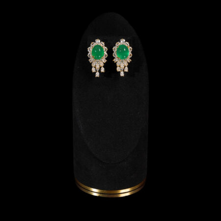 Superior Chandelier Oval Jade Earrings - 18k Yellow Gold, Jade