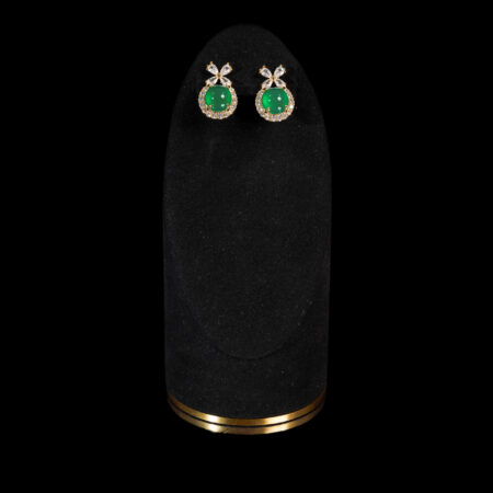 Superior Quadruple Pear Round Jade Halo Earrings - 18k Yellow Gold, Jade