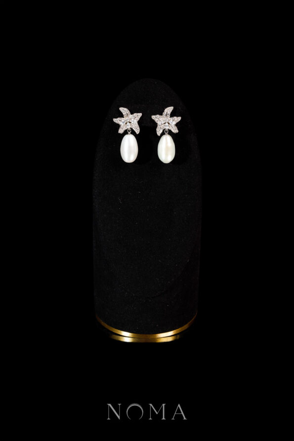 PJW-202400004-Sea-Star-Teardrop-Pearl-Earrings-Rhodium-White-Gold-White-Pearl