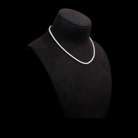 Pearl 4 mm Choker - Rhodium White Gold, White Pearl