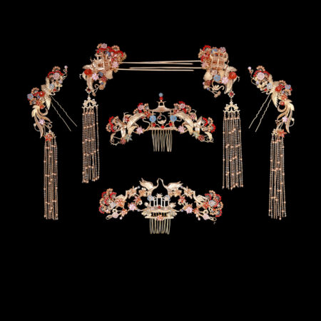 Crane Ginkgo Willow Full Set - Gold, Ruby (6 pcs)