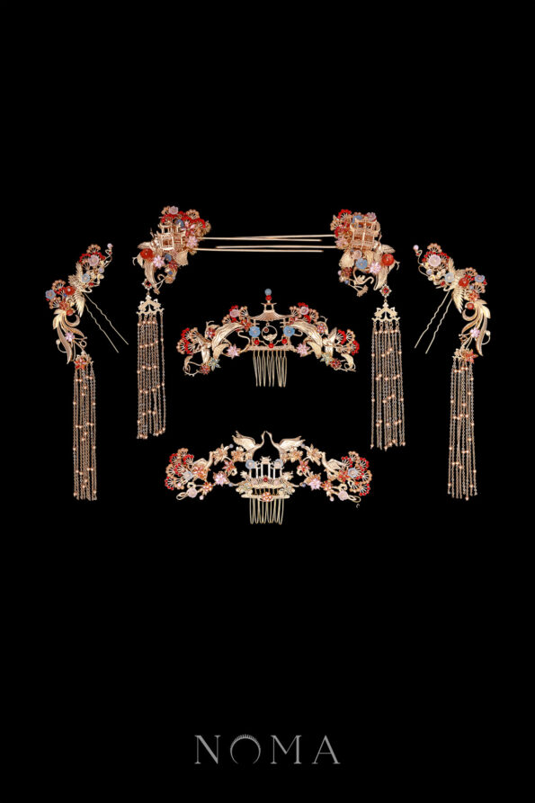 CHN-202400133-Crane-Ginkgo-Willow-Full-Set-Gold-Ruby-6-pcs