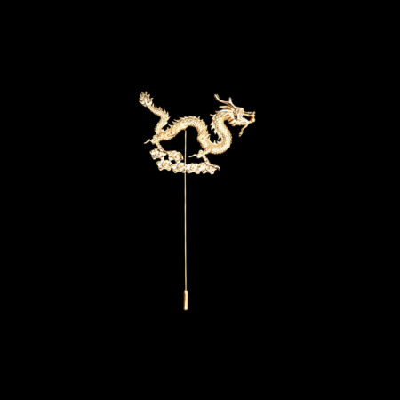 3D Dragon Cloud Lapel Pin - 18k Yellow Gold