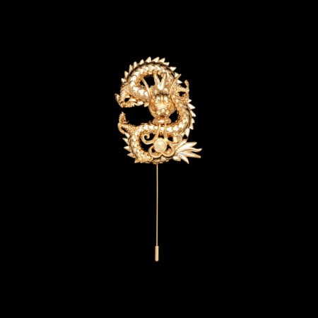 Circular Dragon Lapel Pin - 18k Yellow Gold