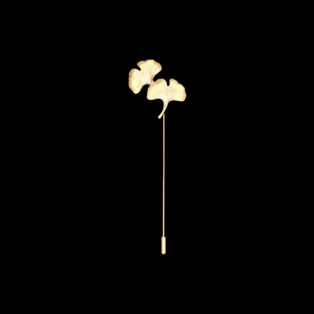 Double Ginkgo Lapel Pin - 18k Yellow Gold